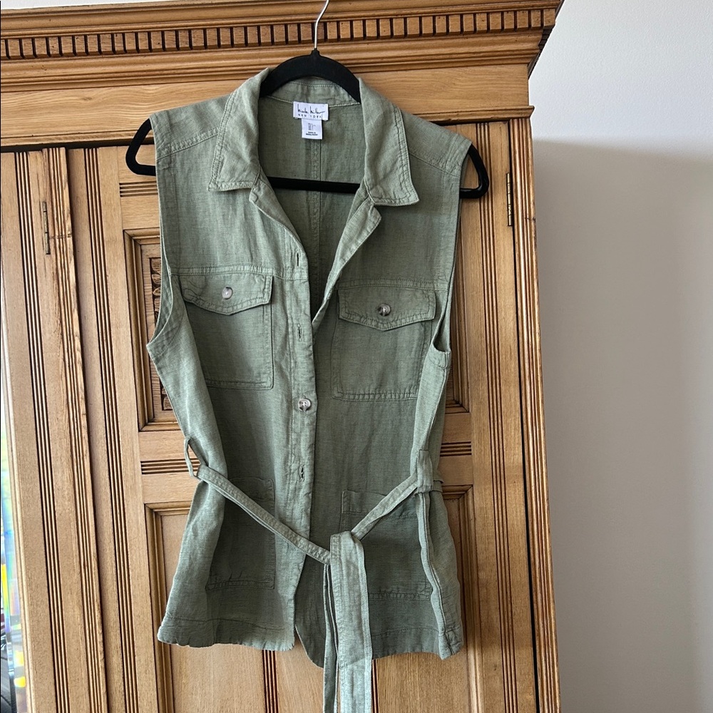 Nicole Miller Olive Green Vest Large